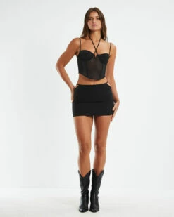 Demi Thong Side Mini Skirt Black -Insight Shop 4 52783