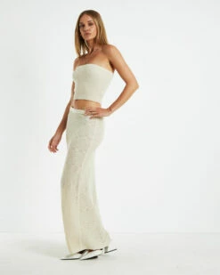 Paige Boucle Knit Bandeau Top Cream -Insight Shop 4 53408