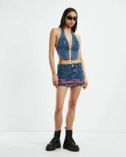 Trinity Butterfly Hem Denim Halter Top Blue 11 Trinity Butterfly Hem Denim Halter Top Blue -Insight Shop 4 55276