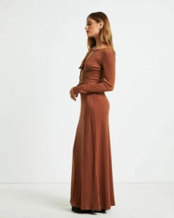 Tallulah Long Sleeve Maxi Dress Chestnut Brown 11 Tallulah Long Sleeve Maxi Dress Chestnut Brown -Insight Shop 4 57446