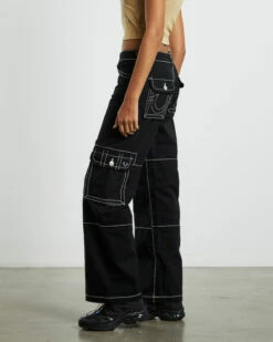 True Religion Low Slung Baggy Cargo Pants Big T Black -Insight Shop 4 57476