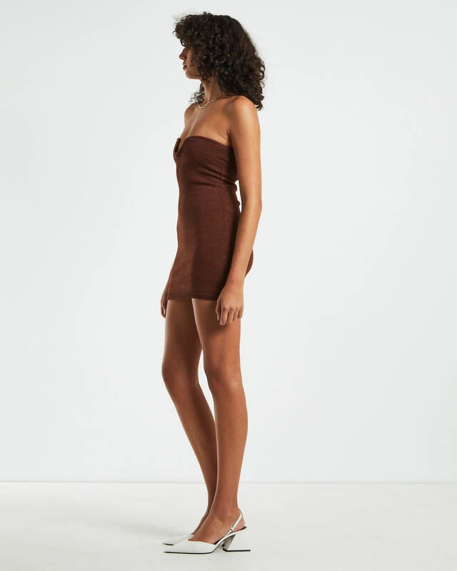 Martha Mini Tube Dress Chocolate Brown 6 Martha Mini Tube Dress Chocolate Brown - Image 4