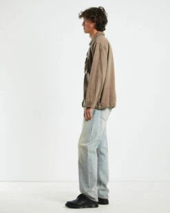 Drill Shacket In Taupe Brown -Insight Shop 4 59403