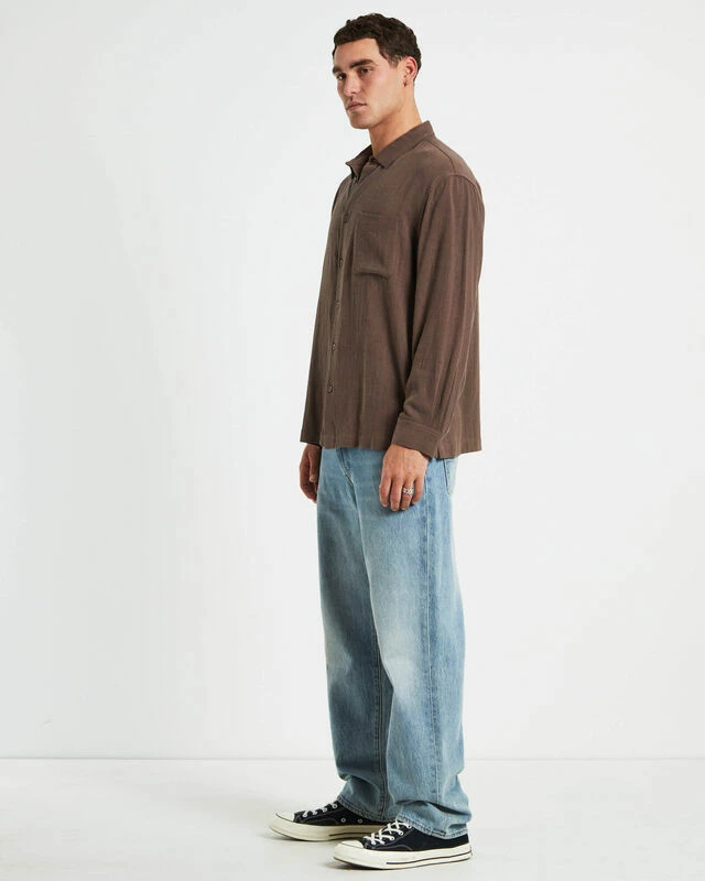 Harrison Linen Long Sleeve Shirt In Umber Brown 6 Harrison Linen Long Sleeve Shirt In Umber Brown - Image 4