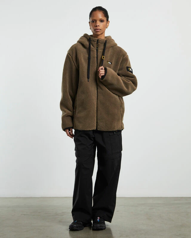 National Geographic Costoni Fleece Hoodie Zip-Up Jacket Oak Khaki 6 National Geographic Costoni Fleece Hoodie Zip-Up Jacket Oak Khaki - Image 4