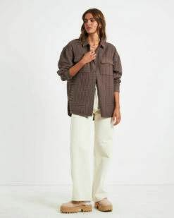 Posey Oversized Waffle Shirt Mocha -Insight Shop 4 73555