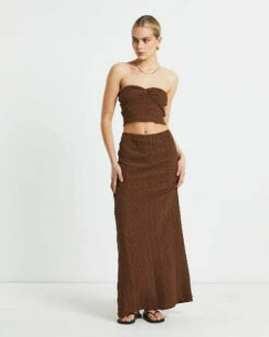 Skyla Textured Maxi Skirt In Hazelnut -Insight Shop 4 73861