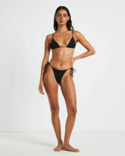 Rib Skinny Strap Triangle Bikini Top In Black 12 Rib Skinny Strap Triangle Bikini Top In Black -Insight Shop 4 74986