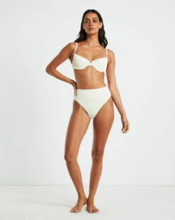 Rib Cut Out Underwire Bikini Top In Almond White -Insight Shop 4 75032