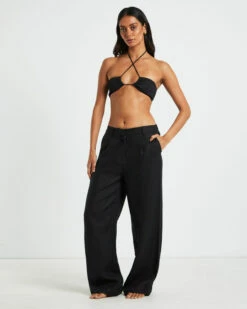 Rib Cross Front Bikini Top In Black -Insight Shop 4 75050