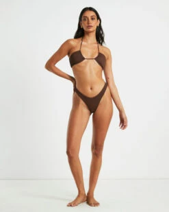 Rib Cross Front Bikini Top In Chocolate Brown 12 Rib Cross Front Bikini Top In Chocolate Brown -Insight Shop 4 75057