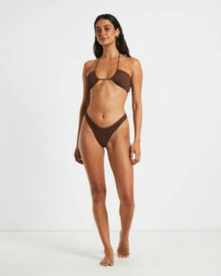 Rib Cheeky Cut Bikini Bottoms In Chocolate Brown -Insight Shop 4 75102