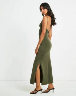 Preseley Midi Dress In Khaki -Insight Shop 4 76287
