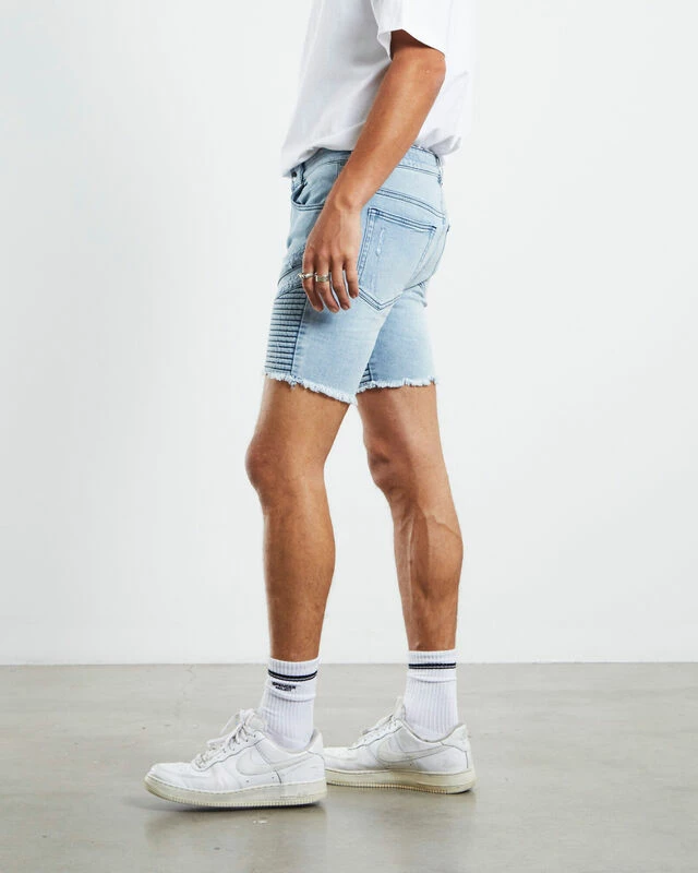 EM 2 Denim Biker Shorts Blitzed Indigo Blue 6 EM 2 Denim Biker Shorts Blitzed Indigo Blue - Image 4