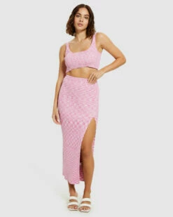 Zoey Space Dye Knit Crop Top Pink -Insight Shop 4 9505