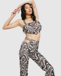 Tammy Swirl Print Cut Out Soft Pants Brown 12 Tammy Swirl Print Cut Out Soft Pants Brown -Insight Shop 5 13450