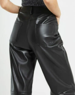 Karli Leather Look Straight Leg Pants In Black -Insight Shop 5 13579