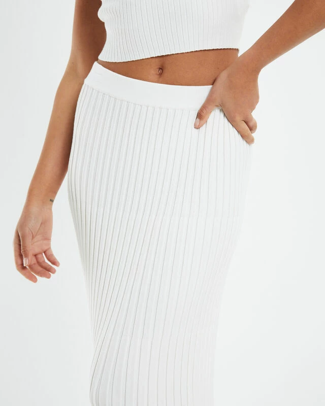 Bonnie Rib Knit Maxi Skirt White 7 Bonnie Rib Knit Maxi Skirt White - Image 5