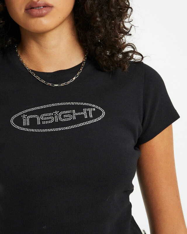 Insight Longline Rhinestone Baby Tee Black 7 Insight Longline Rhinestone Baby Tee Black - Image 5
