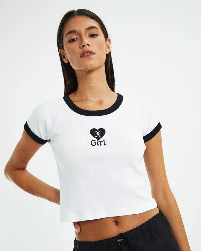 Heart Embroidery Raglan Tee White 7 Heart Embroidery Raglan Tee White - Image 5