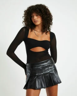 Jennifer Cut Out Mesh Top Black -Insight Shop 5 20605