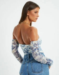 Holly Toile Print Gathered Off Shoulder Top Assorted -Insight Shop 5 20633