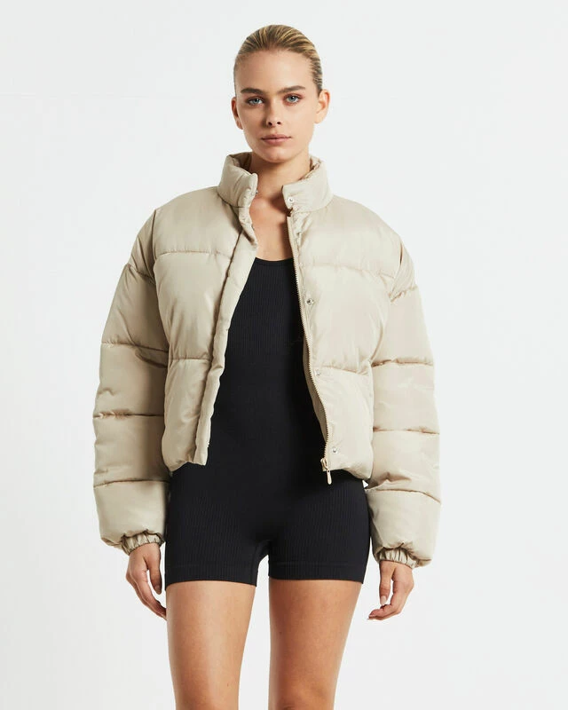 Casey Cropped Puffer Jacket Camel Beige 7 Casey Cropped Puffer Jacket Camel Beige - Image 5