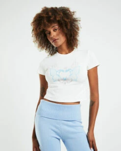 Zuri Chrome Heart Baby Tee White -Insight Shop 5 22351