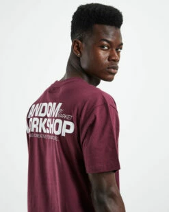 MARKET Workshop Bear Short Sleeve T-Shirt Maroon -Insight Shop 5 23757