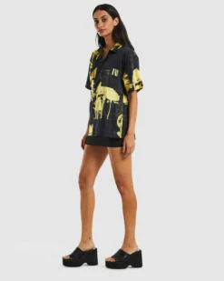 Hawaiian Short Sleeve Shirt Windy Nice Black/Yellow 12 Hawaiian Short Sleeve Shirt Windy Nice Black/Yellow -Insight Shop 5 25208