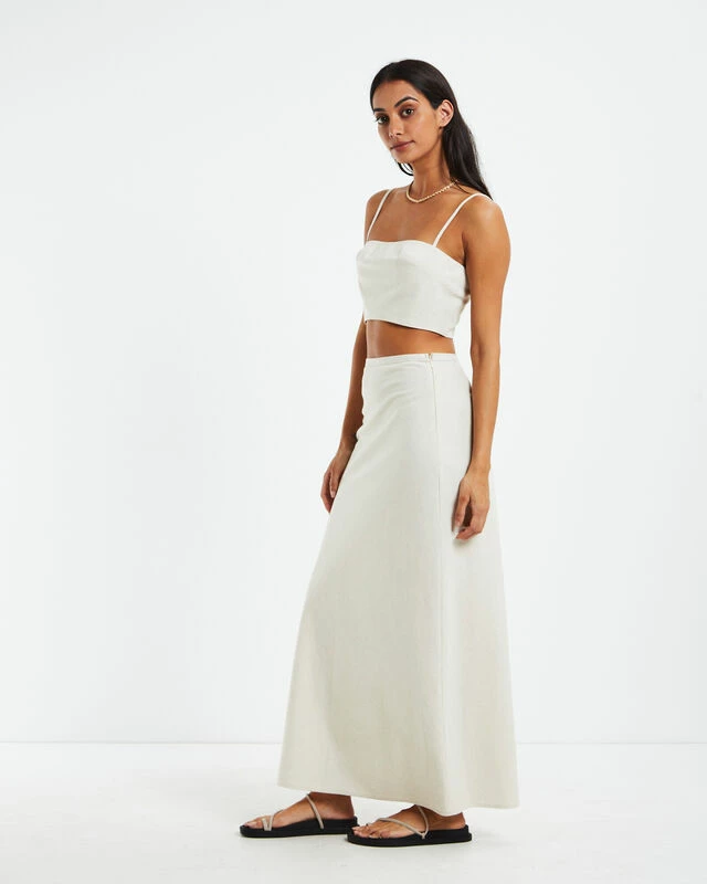 Delilah Linen Bandeau Top Oat Marle 7 Delilah Linen Bandeau Top Oat Marle - Image 5