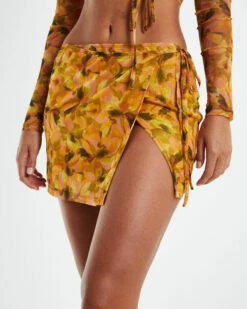 Cartia Mesh Wrap Skirt Orange -Insight Shop 5 26137
