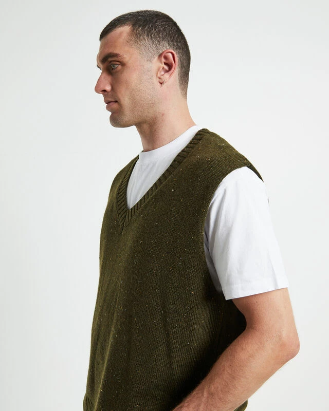 Sunday Knitted Box Vest Olive 7 Sunday Knitted Box Vest Olive - Image 5