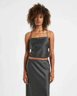 Gianna Satin Stripe Silky Cami Black -Insight Shop 5 26897