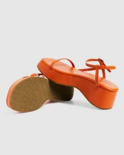Lola Flatform Sandals Tangerine Orange -Insight Shop 5 27976