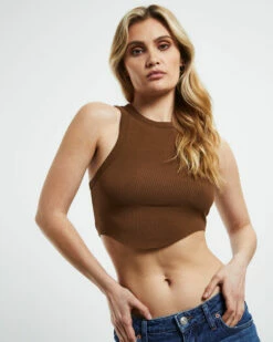 BDG Urban Outfitters Curved Hem Tank Chocolate Brown -Insight Shop 5 28291