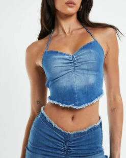 Roxanne Hanky Hem Halter Top Blue -Insight Shop 5 28934