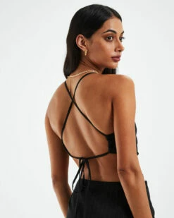 Sabrina Pinstripe Cut Out Dress Black -Insight Shop 5 28976