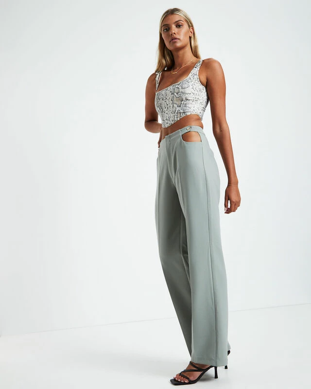 Lori Cut Out Tailored Pants Green 7 Lori Cut Out Tailored Pants Green - Image 5