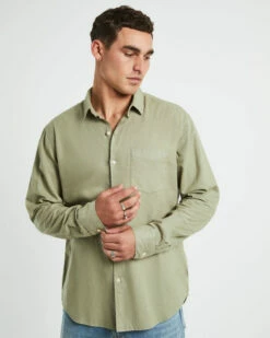 Grover Long Sleeve Linen Shirt Moss -Insight Shop 5 3778