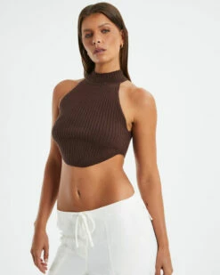 Athena High Neck Knit Top Mocha Brown 12 Athena High Neck Knit Top Mocha Brown -Insight Shop 5 38600