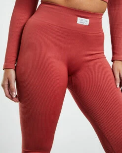 Full Length Rib Leggings Red -Insight Shop 5 42569
