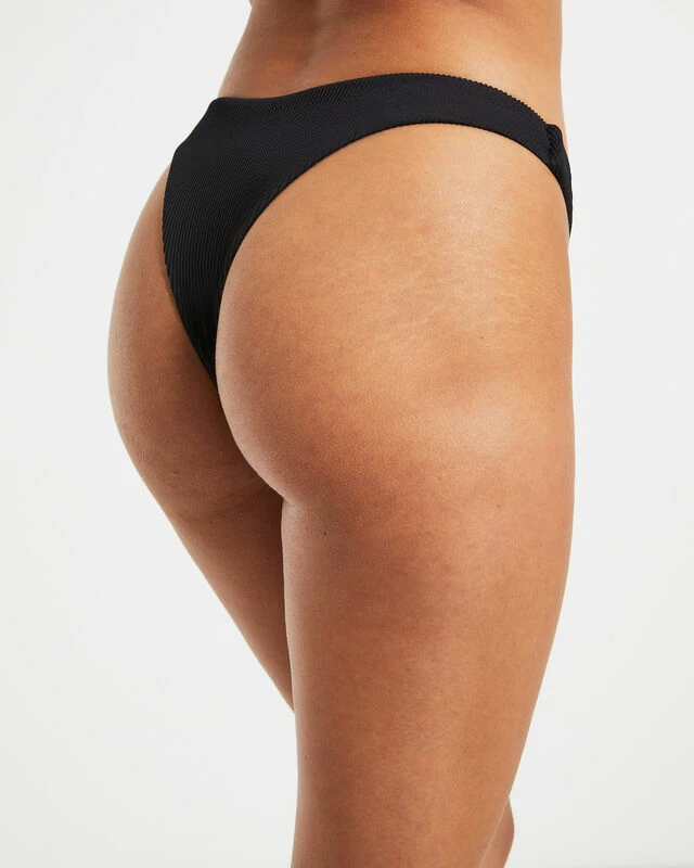 Rib Cheeky Cut Bikini Bottoms In Black 7 Rib Cheeky Cut Bikini Bottoms In Black - Image 5