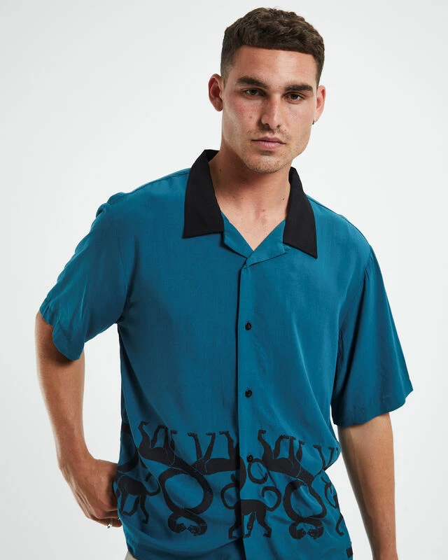 Bastet Border Short Sleeve Shirt Jade Green 7 Bastet Border Short Sleeve Shirt Jade Green - Image 5