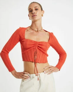 Layla Butterfly Hem Bolero Top Burnt Red -Insight Shop 5 44387