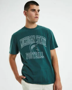 Vintage Arch Michigan State University T-Shirt Faded Green -Insight Shop 5 45149