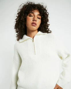Ezra Half Zip Knit Pull Over Jumper Off White 12 Ezra Half Zip Knit Pull Over Jumper Off White -Insight Shop 5 45736