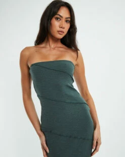 Robyn Exposed Seam Strapless Midi Dress Slate Grey -Insight Shop 5 46015