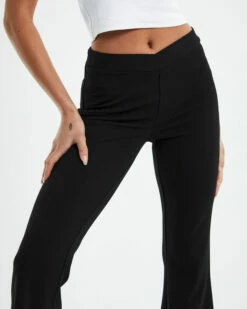 Zoe Dip Front Stretch Crepe Pants Black -Insight Shop 5 46044