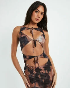 Teena Multi Tie Front Midi Dress Multi 12 Teena Multi Tie Front Midi Dress Multi -Insight Shop 5 46062